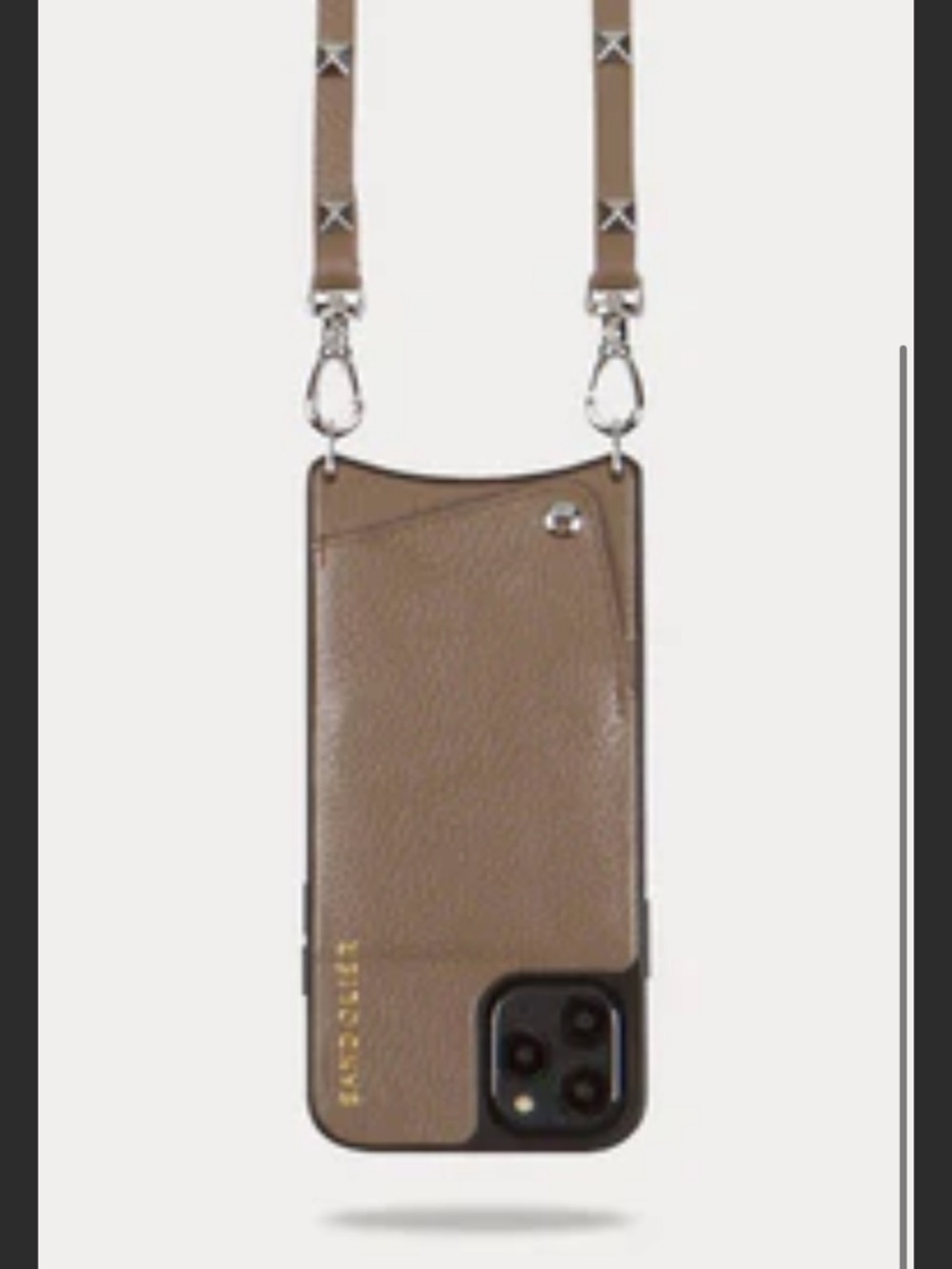 Bandolier Dark Taupe Leather Crossbody Phone Case for iPhone 12 mini
